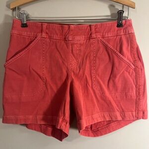 Spanx faded red stretch jean shorts size medium